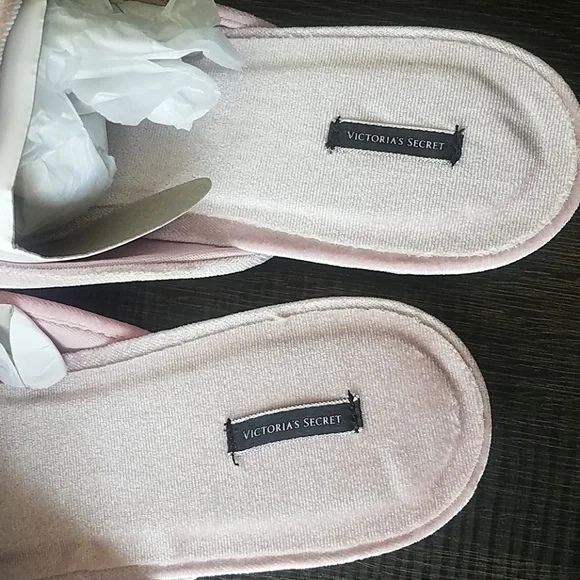 Victoria's Secret Pink Velvet Rhinestone Slippers - Picture 3 of 3